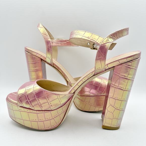 Stuart Weitzman Womens Ryder 95 Platform Heel Sandal US 9.5 Pink Leather EUC - Picture 7 of 14